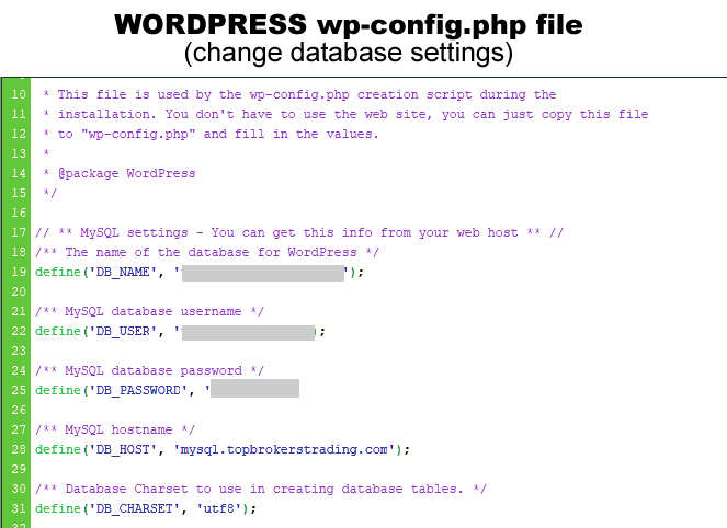web hosting WORDPRESS wp-config file